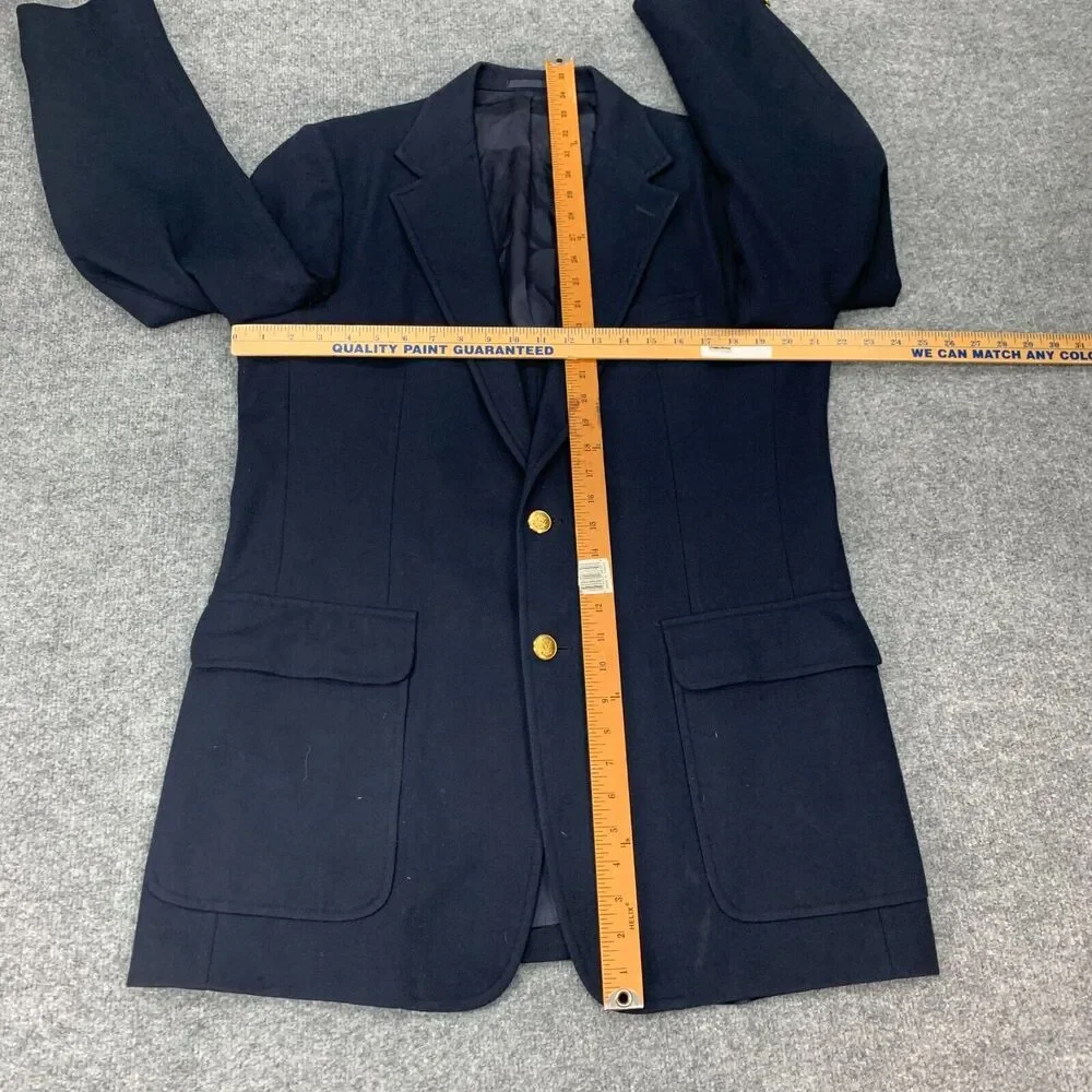 Vintage James Davis Blazer Men 42 Navy Blue Wool 2 Button Notch Lapel Sport Coat